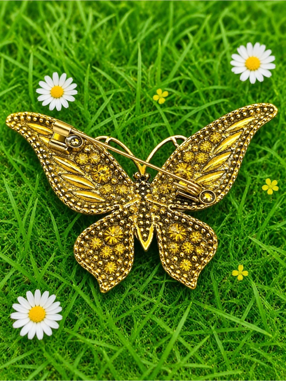 Red Crystal Butterfly Brooch with Pink Accents